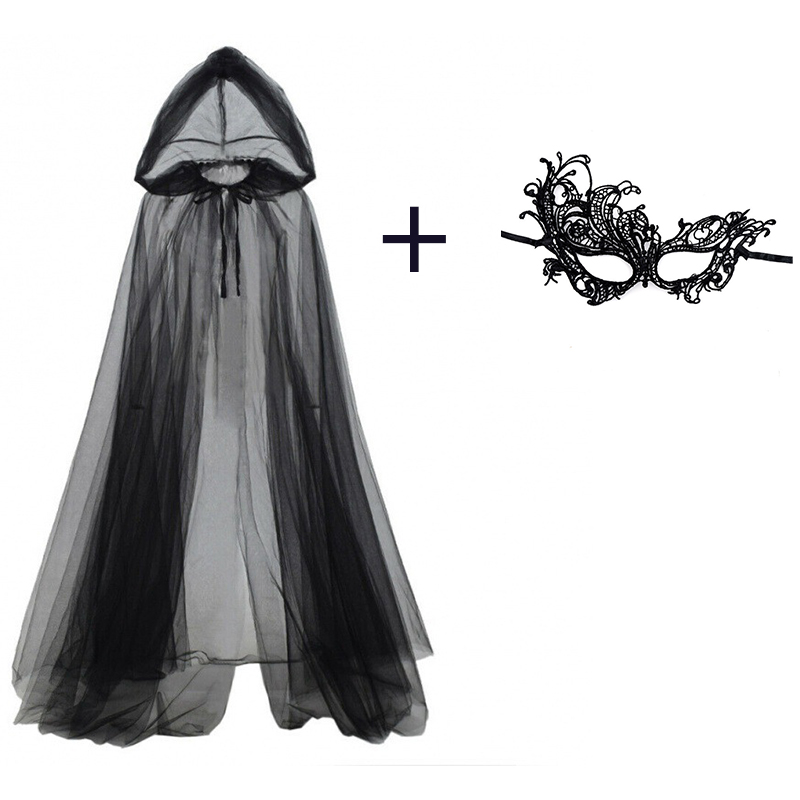 Black Face Mask Pack - 2-delige set zwarte sluiercape en zwart