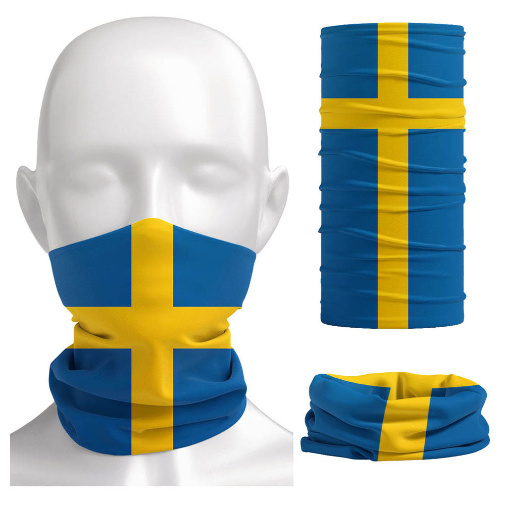 Neck Gaiter Face Cover - Zweedse vlag bedrukte bandana hoofddeksels rijmuts