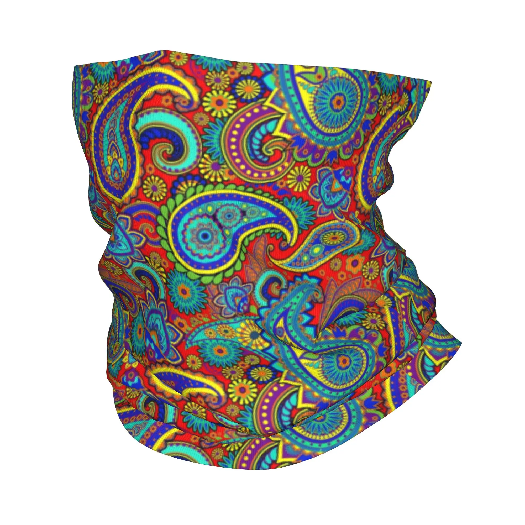 Neck Gaiter Face Cover - Kleurrijke retro paisley patroon bandana nekwarmer