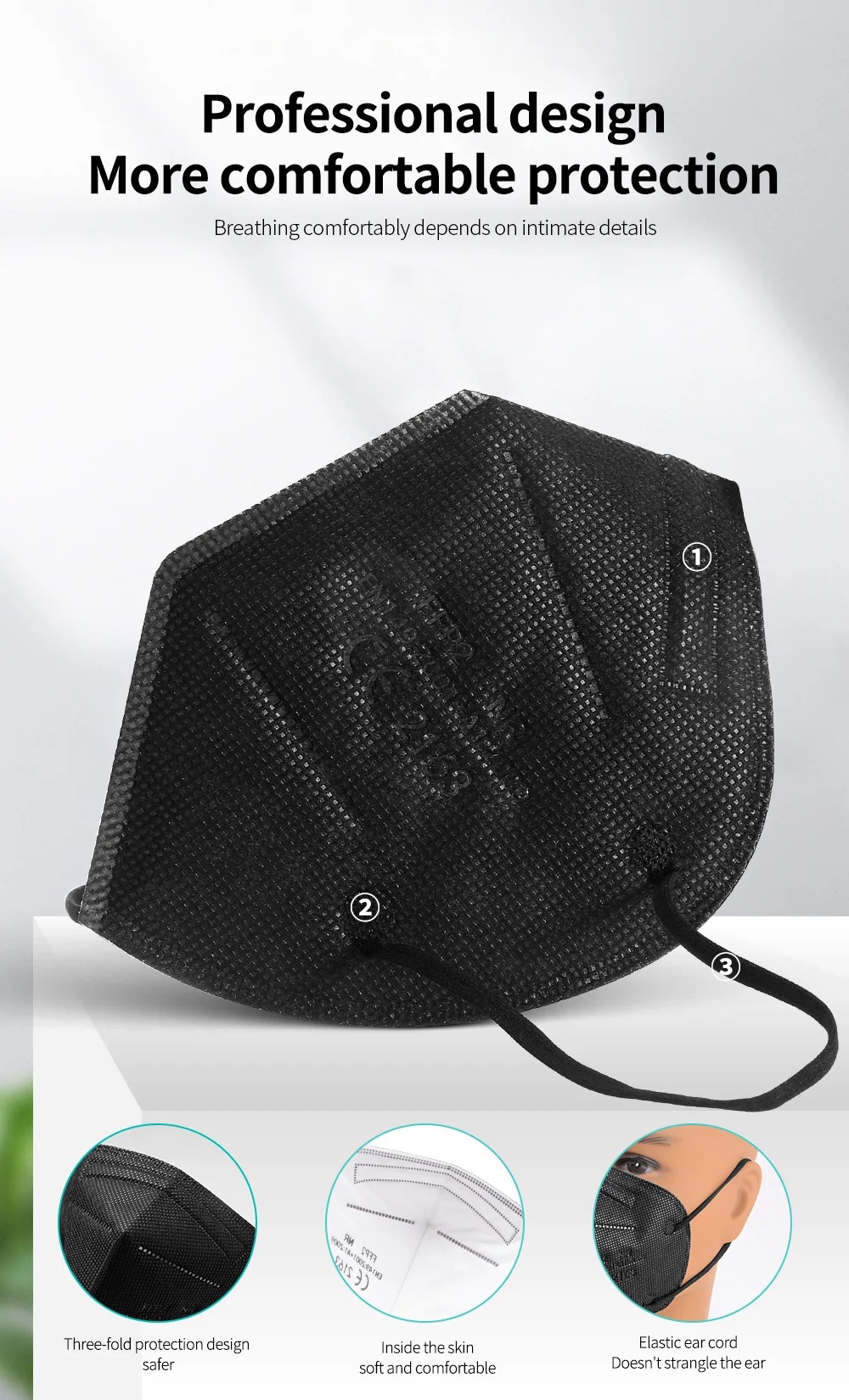 5-laags FFP2-maskers CE-goedge - Black Face Mask Pack recensie en prijs